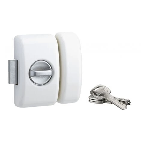 THIRARD - Verrou à Bouton Universel Pour Porte D'entrée, Cylindre 45mm, Acier, 4 Clés, Epoxy Blanc