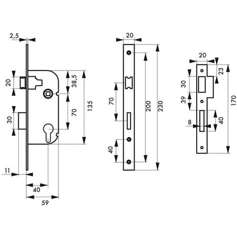 THIRARD - Serrure Encastrable Pour Porte D'entrée Serrure à Cylindre Réversible V/bc – Image 2