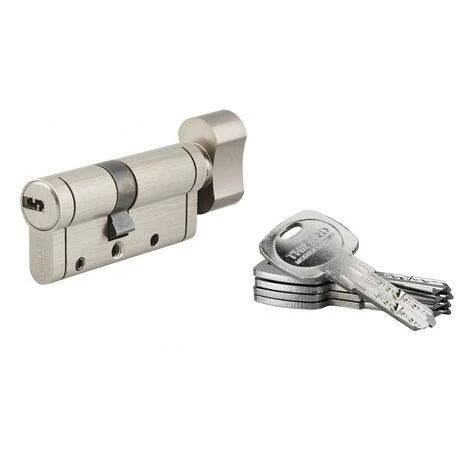 THIRARD - Cylindre De Serrure à Bouton Trafic 12, 40Bx30mm, Nickel, Anti-arrachement, Anti-perçage, Anti-casse, 5 Clés