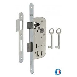 THIRARD - Serrure Encastrable à Clé Pour Porte De Chambre, Axe 40mm, Bouts Ronds, 2 Tours, Zingué, 1 Clé