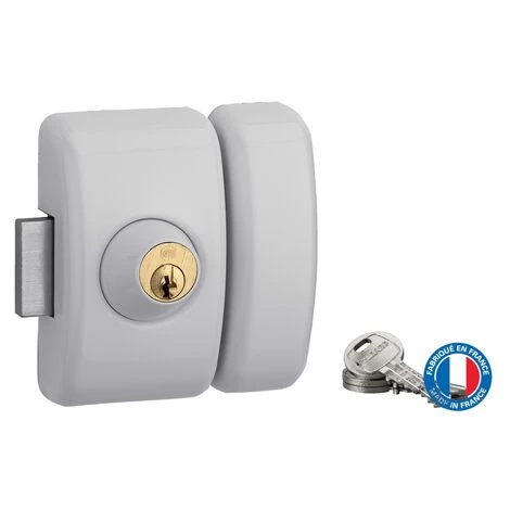 THIRARD - Verrou Double Entrée Universel Pour Porte D'entrée, Cylindre 45mm, Acier, 3 Clés, Epoxy Blanc – Image 3