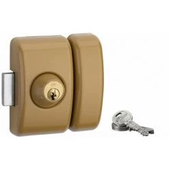 THIRARD - Verrou Double Entrée Universel Pour Porte D'entrée, Cylindre 45mm, Acier, 3 Clés, Epoxy Bronze