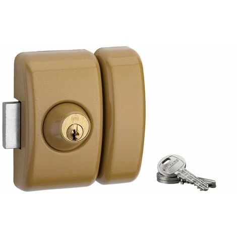 THIRARD - Verrou Double Entrée Universel Pour Porte D'entrée, Cylindre 45mm, Acier, 3 Clés, Epoxy Bronze