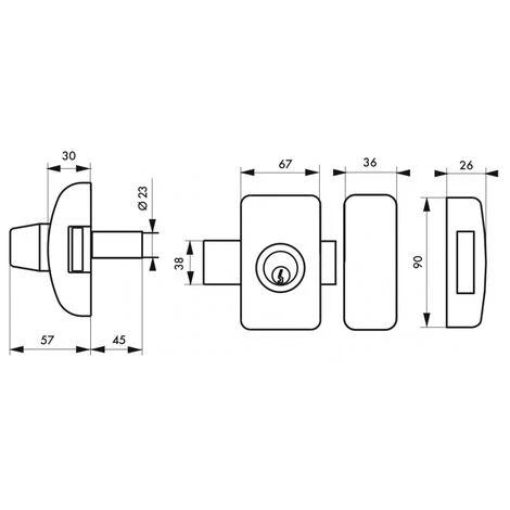 THIRARD - Verrou Double Entrée Universel Pour Porte D'entrée, Cylindre 45mm, Acier, 3 Clés, Epoxy Bronze – Image 3