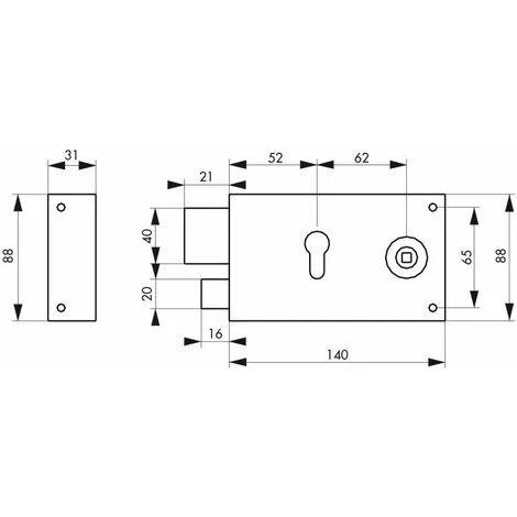 THIRARD - Boitier De Serrure Horizontale En Applique Double Entrée à Fouillot Pour Portail, Gauche, Axe 52mm, 140x88mm, Inox – Image 3