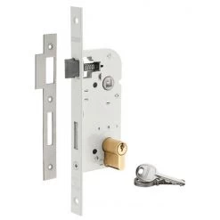 THIRARD - Serrure Encastrable à Cylindre Pour Porte D'entrée, Axe 40mm, Bouts Carrés, Cylindre 30x30mm, Blanc, 3 Clés