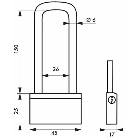 THIRARD - Cadenas à Clé Nautic, Laiton, Extérieur, Anse Haute Laiton, 45mm, 3 Clés – Image 2