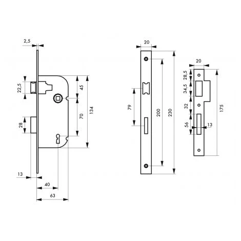 Serrure Encastrée, Axe 40 Mm, Pene Dormant BR, Blanc, 1 Clé THIRARD – Image 2