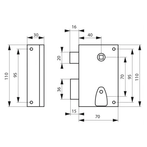 Serrure Applique Verticale, Pene Dormant, 1/2 Tour, 70x110, Gauche, 1 Clé THIRARD – Image 2