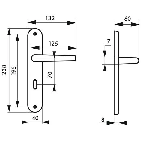 THIRARD - Ensemble De Poignées Pour Salle De Bain Et Toilette Eris à Condamnation, Carré 7mm, Entr'axes 195mm, Nickelé Brossé – Image 2