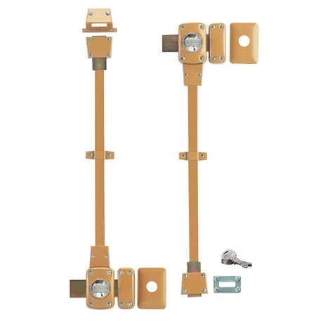 THIRARD - Lot De 2 Verrous à Bouton Mirage 6 Pour Porte D'entrée, Cyl. 45mm, Tringles 2 Pts En Acier, Droit, 3 Clés, Bronze