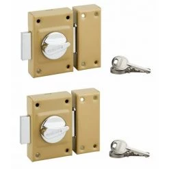 THIRARD - Lot De 2 Verrous à Bouton Etendard Pour Porte D'entrée, Cylindre 40mm, Acier, 3 Clés/verrou, époxy Bronze