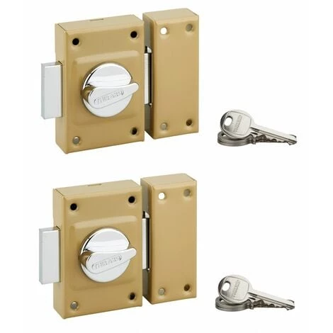 THIRARD - Lot De 2 Verrous à Bouton Etendard Pour Porte D'entrée, Cylindre 40mm, Acier, 3 Clés/verrou, époxy Bronze