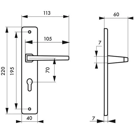 THIRARD - Ensemble De Poignées Pour Porte D'entrée Picardie Trou De Cylindre, Carré 7mm, Entr'axes Fix.195mm, Couleur F2 â Image 2