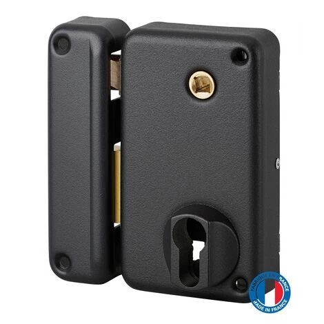 THIRARD - Boitier De Serrure Verticale En Applique Double Entrée à Fouillot Pour Entrée, Gauche Pouss., Axe 45mm, 75x130mm, Noir – Image 3