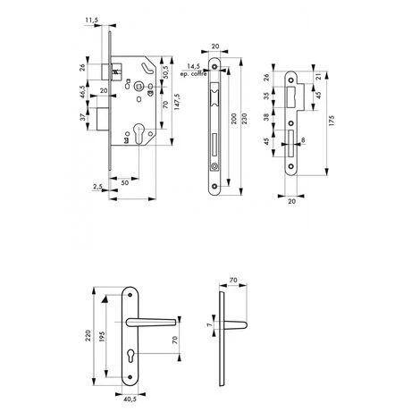 THIRARD - Garniture Serrure Encastrable Monomax NF à Cylindre Nickelé + Ensemble Poignées Thalia, Axe 50mm, Bouts Ronds, 3 Clés – Image 2