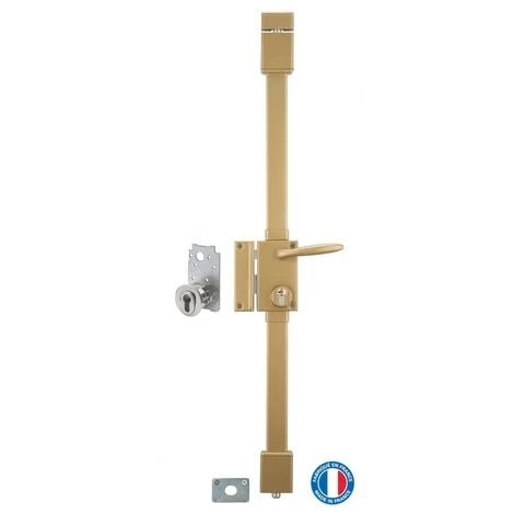 THIRARD - Serrure En Applique Targa A2P* à Fouillot Pour Entrée, Gauche, 3pts, Transit2 30x65mm, Axe 45mm, Or, 4 Clés