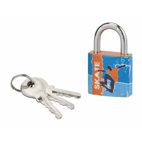 THIRARD - Cadenas à Clé Line Sport Skate, Acier, Intérieur, Anse Acier, 30mm, 3 Clés