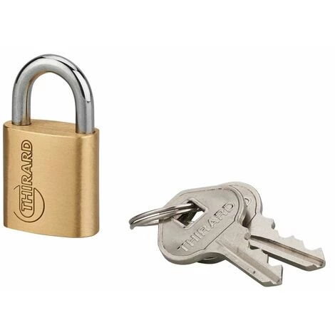 THIRARD - Cadenas à Clé Ruck, Laiton, Intérieur, Anse Acier, 21mm, 2 Clés