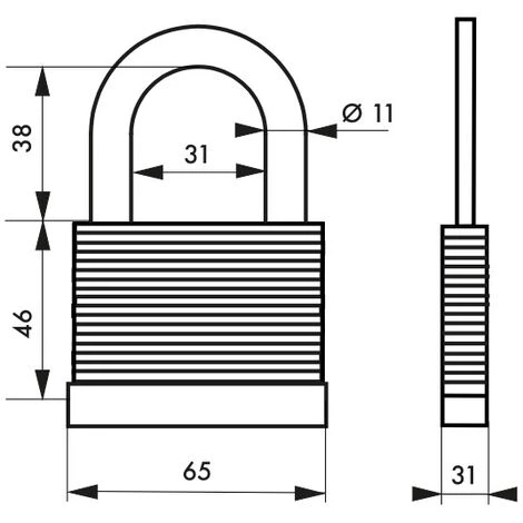 THIRARD - Cadenas à Clé Slice, Acier, Intérieur, Anse Acier, 65mm, 2 Clés – Image 2