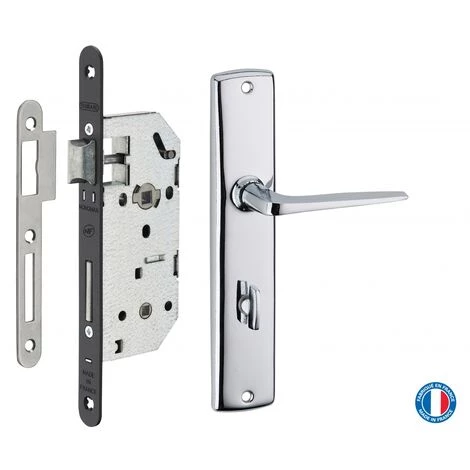 THIRARD - Garniture Serrure Encastrable Monomax NF à Condamnation + Ensemble Poignées Demeter, Axe 40mm, Bouts Ronds