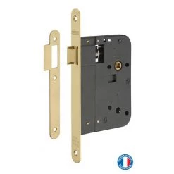 THIRARD - Serrure Encastrable Pour Porte Intérieure, Axe 80mm, Bouts Ronds, Laiton Poli Verni