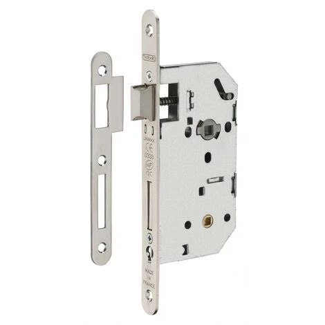 THIRARD - Serrure Encastrable Unimax CE NF QC à Condamnation Pour Salle De Bain Et Toilette, Axe 50mm, Bouts Ronds, Nickelé – Image 2