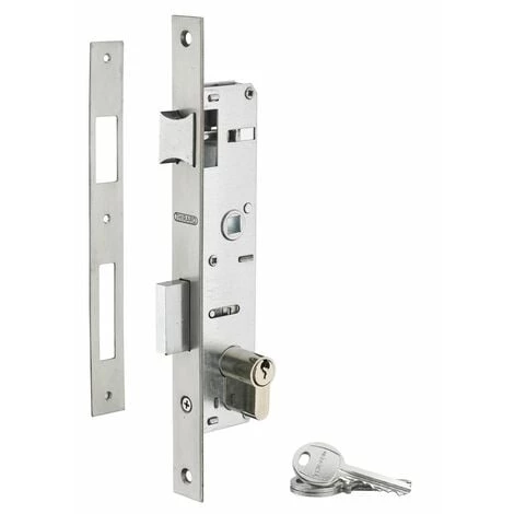 THIRARD - Serrure Encastrable à Cylindre Pour Menuiserie Métallique, Axe 22mm, Bouts Carrés, Cylindre 30x30mm, Inox, 3 Clés