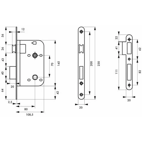 THIRARD - Serrure Encastrable à Condamnation Pour Salle De Bain Et Toilette, Axe 80mm, Bouts Ronds, Noir – Image 2