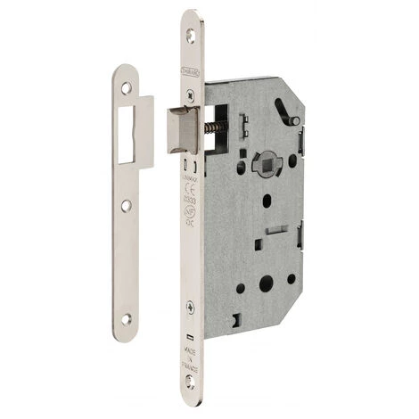 THIRARD - Serrure Encastrable Unimax CE NF QC Pour Porte Intérieur, Axe 50mm, Bouts Ronds, Têtière Nickelée