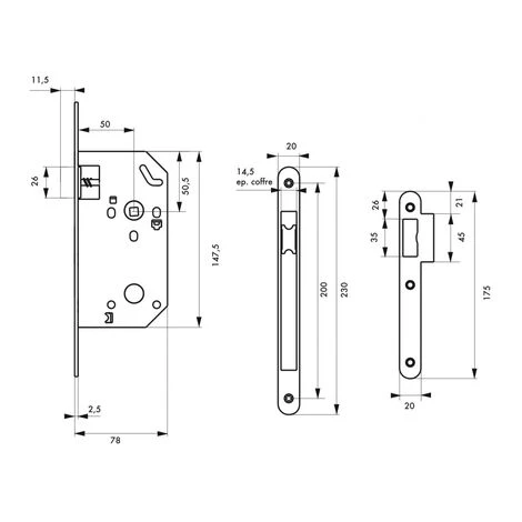 THIRARD - Serrure Encastrable Unimax CE NF QC Pour Porte Intérieur, Axe 50mm, Bouts Ronds, Têtière Nickelée – Image 3