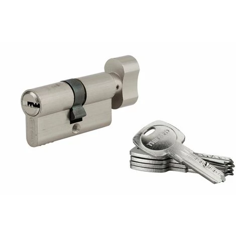 THIRARD - Cylindre De Serrure à Bouton Tiger 6, 30Bx30mm, Nickel, Anti-arrachement, Anti-perçage, 5 Clés
