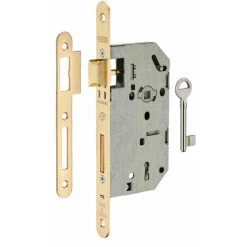 THIRARD - Serrure Encastrable Monomax NF à Clé Pour Porte De Chambre, Axe 50mm, Bouts Ronds, Têtière Laitonnée, 1 Clé