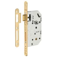 THIRARD - Serrure Encastrable Unimax CE NF QC à Condamnation Pour Salle De Bain Et Toilette, Axe 50mm, Bouts Ronds, Laitonné