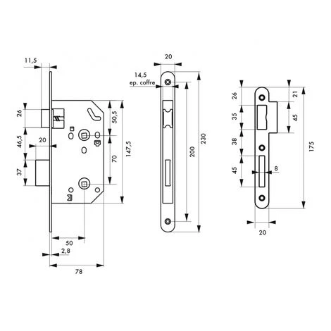 THIRARD - Serrure Encastrable Unimax CE NF QC à Condamnation Pour Salle De Bain Et Toilette, Axe 50mm, Bouts Ronds, Laitonné – Image 3