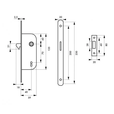 THIRARD - Serrure Encastrable à Crochet Pour Porte Coulissante, Bouts Ronds, Blanc – Image 2