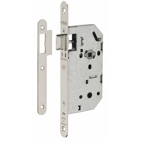 THIRARD - Serrure Encastrable Monomax NF Pour Porte Intérieure, Axe 50mm, Bouts Ronds, Têtière Nickelée