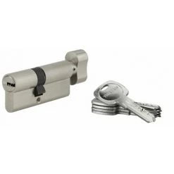 THIRARD - Cylindre De Serrure à Bouton Tiger 6, 40Bx30mm, Nickel, Anti-arrachement, Anti-perçage, 5 Clés