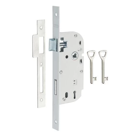 THIRARD - Serrure Encastrable à Clé Pour Porte De Chambre, Axe 40mm, Bouts Carrés, Blanc, 2 Clés