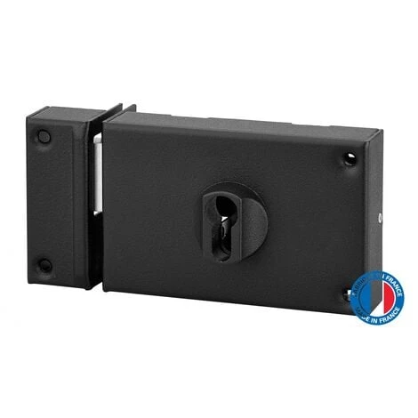 THIRARD - Boitier De Serrure En Applique Double Entrée Pour Porte De Cave, Pêne Seul, Gauche, Axe 70mm, 140x88mm, Noir