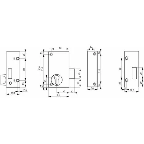 THIRARD - Boitier De Serrure Verticale En Applique Double Entrée Pour Porte De Cave, Pêne Seul, Droite, Axe 45mm, 75x130mm, Noir – Image 2