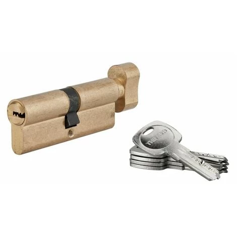 THIRARD - Cylindre De Serrure à Bouton Tiger 6, 40Bx40mm, Laiton, Anti-arrachement, Anti-perçage, 5 Clés