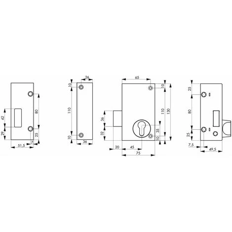THIRARD - Boitier De Serrure Verticale En Applique Double Entrée Pour Porte De Cave, Pêne Seul, Gauche, 75x130mm, Axe 45mm, Noir – Image 2