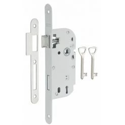 THIRARD - Serrure Encastrable à Clé Pour Porte De Chambre, Axe 40mm, Bouts Ronds, Blanc, 2 Clés