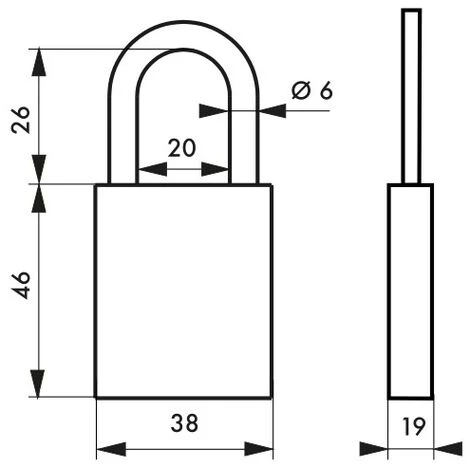 THIRARD - Cadenas à Clé Cobble, Aluminium, Extérieur, Anse Inox, 38mm, Jaune, 2 Clés – Image 2