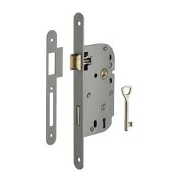 THIRARD - Serrure Encastrable à Clé Pour Porte De Chambre, Axe 50mm, Bouts Ronds, Gris, 1 Clé