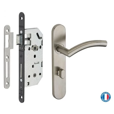 THIRARD - Garniture Serrure Encastrable Monomax NF à Condamnation + Ensemble Poignées Ouranus, Axe 40mm, Bouts Ronds