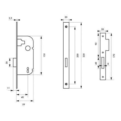 THIRARD - Serrure Encastrable à Clé Pour Porte Intérieure, Pêne Dormant Seul, Fouillot 6x9mm, Bouts Carrés, Blanc, 1 Clé – Image 3