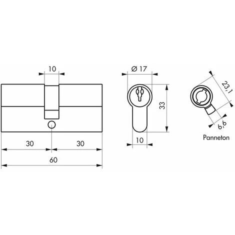 THIRARD - Cylindre De Serrure Double Entrée Ecopro, 30x30mm, Aluminium, Anti-arrachement, 3 Clés, Laiton – Image 2
