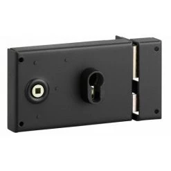 THIRARD - Boitier De Serrure Horizontale En Applique Double Entrée à Fouillot Pour Entrée, Droite, Axe 53mm, 140x88mm, Noir